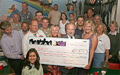 2006 check ceremony for Sidney Kimmel Cancer Center at sponsor Kansas City BBQ